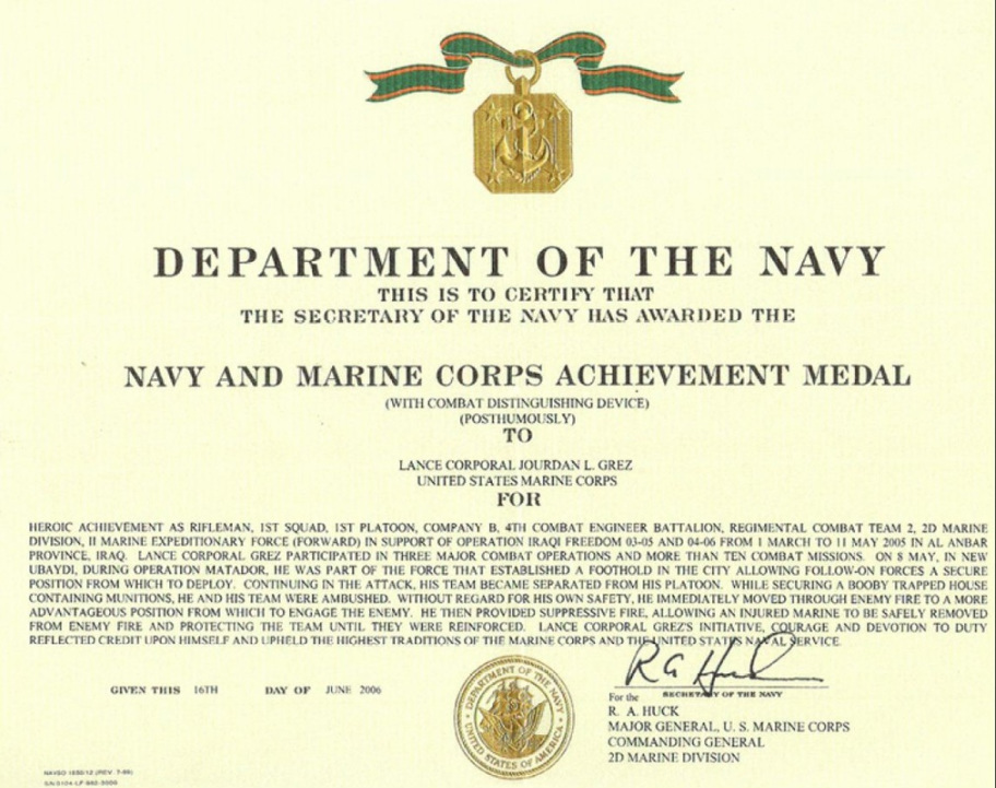LCpl. Jourdan L. Grez LCpl. Jourdan L. Grez